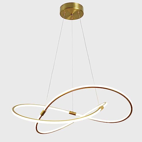 Suspension LED or 2 anneaux 6000K blanc froid pour îlot de cuisine