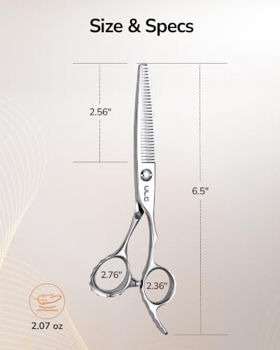 Image of ULG Professional Hair Thinning Scissors & Shears, 6.5 inch 440C Japanese Stainless Steel Barber Scissors, Hand-Honed Razor Sharp Blades & Ergonomic Offset Handle for Salon & Home Use