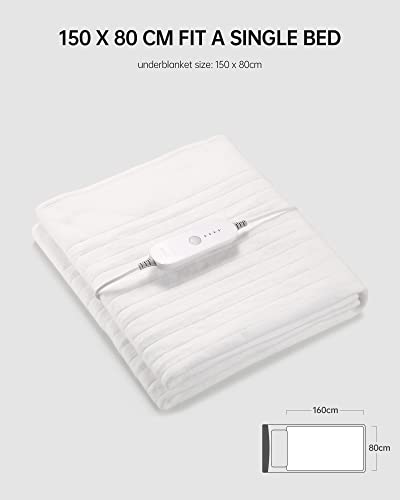 Wärmeunterbett 150x80cm, weiße Heizdecke, waschbar, 4 Heizstufen und 10 Stunden Abschaltautomatik, wärmeunterbett mit Überhitzungsschutz - Image 4