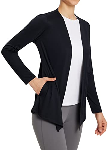 BALEAF Women s UPF 50+ Lightweight Cardigan with Pockets Long Sleeve Sun Shirts UV Protection Clothing Quick Dry Black XL