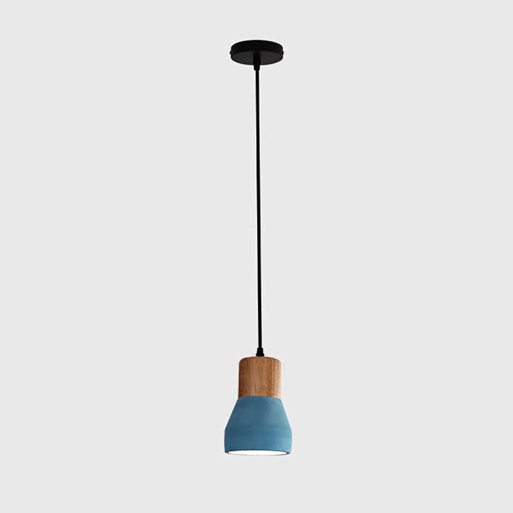 Lámpara colgante de cemento rojo E27 con pantalla de madera para techo 2