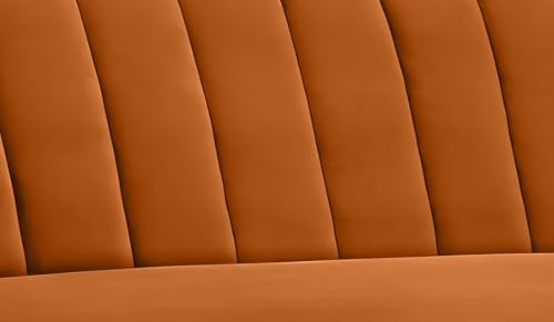 Image of AMATA Marino Solid Wood 3+2 Seater Orange Suede Velvet Fabric Sofa Set with Two Cushions Perfect for Home Office Guests Living Room (04 Orange, 3+2 Seater)(3 Year Warranty)