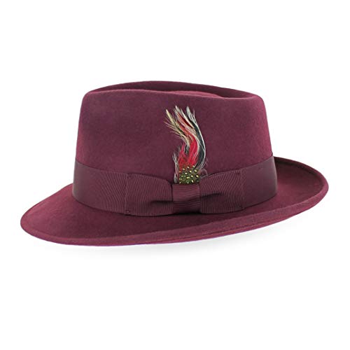 Image of Belfry Gangster Men's Fedora - Crushable 100% Wool Felt Hat, Stain Resistant & Travel Friendly Dress Fedora