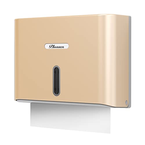 PLUSSEN Paper Towel Dispenser Wall Mount, Adhesive No Drilling Multifold Trifold C Fold Commercial Hand Towel Dispenser Gold by PLUSSEN - Used condition - CA$14.15
