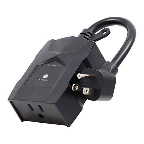 UltraPro Outdoor Dusk to Dawn Outlet Timer WeatherResistant Single Outlet Light Sensor Plug Automatic Landscape & Seasonal Lighting Control 1 Pack Black 70385