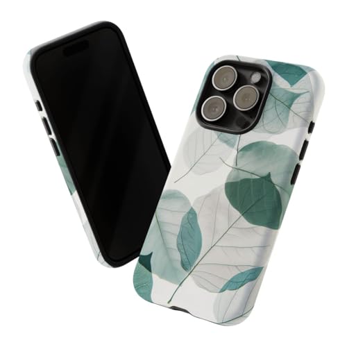Coque iPhone 15 Pro rigide mate anti trace à motif feuilles