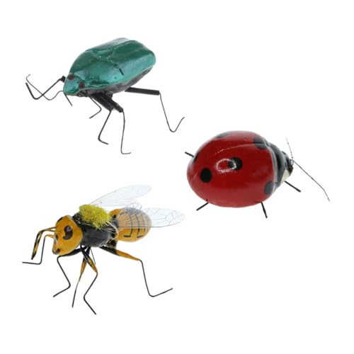 iplusmile 3個 花園装飾?真昆虫模型 てんとう虫 野蜂 カブトムシ 教育用おもちゃ パーティー や屋外の自然演出に