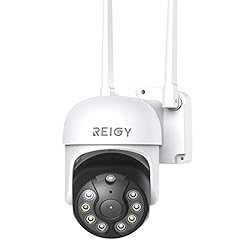 REIGY 1296P Cámara de Vigilancia WiFi Exterior/Int...: 【Pro HD 3MP y Visión Nocturna Colorida】Todo el mundo siempre quiere estar atento a lo que le importa a su casa. Con una resolución de 3MP Pro HD (2304 * 1296), 4 LED IR integrados y 4 LED blancos, esta cámara de seguridad ofrece videos claros y agrad...