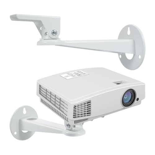 Kavolet Projector Wall Mount, Adjustable Angle Mini Projector Bracket with Cable Hole, Rotatable Head, 1.5kg Capacity, for Universally Mini Projectors (white)