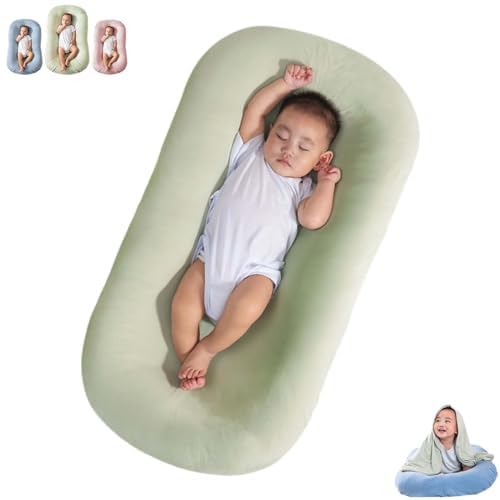 Image of Baby Lounger 0-24 Months, Newborn Lounger Nest Sleeper, Baby Lounger for Newborn, Soft Breathable Lounger Pillow for Infants (Green, 0-12 Months)