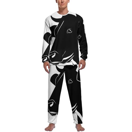 Haut et bas de pyjama manche longue homme motif vache imprimé