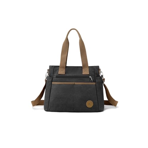 Canvas Crossbody Bag for Women Casual Shoulder Bag Multi-Pockets Tote Handbag Top Handle Bag Large Messenger Bag