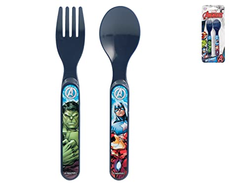 Lulabi Marvel Avengers, Set 2 Posate, Plastica Rigida, Blu