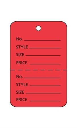 Small Red 2 Part Perforated Price Coupon Tags / 1000