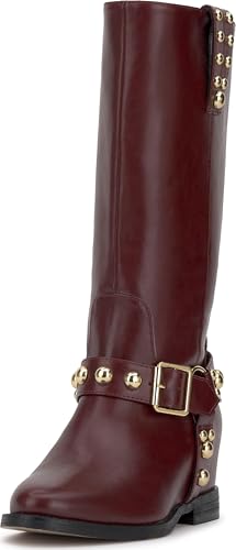 Jessica Simpson Milley Studded Moto Boot, Dark Cherry, 12
