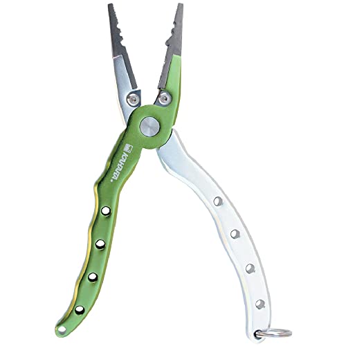 Kahara Japan Strait Tip Aluminum Plier with Landard and Sheath (Light Green/Silver)