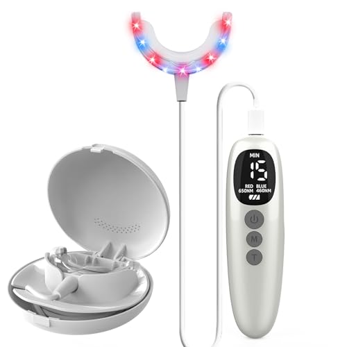 RED+Blue, RED, Blue Light Therapy for Gums, LEDs Periodontal Light, Gum Health Repair Bleeding Gums and Teeth Whitening Accelerator, with Tray Storage Case