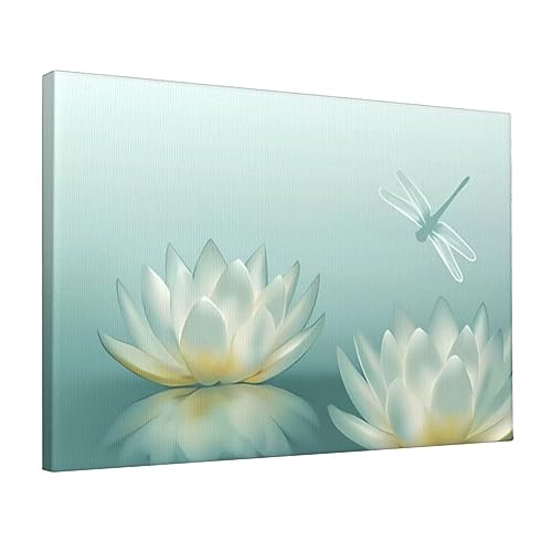 Toile murale libellule et nénuphar moderne 45,7x30,5 cm sans cadre pour salon