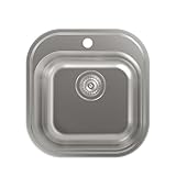 Cata Fregadero Cocina Sobre Encimera CS-1 1 Cubeta Cuadrada 46,5x48,5 cm Profundidad 16,5cm Fondo Absorbente Acero Inoxidable AISI Accesorios Incluidos Grosor 0,8mm Color Gris