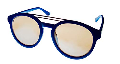 Fila Mens Matte Blue Silver Double Top Bar Soft Round Sunglass SF9334 C03X