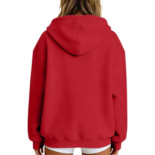 HswsEJ Womens Quarter Zip Pullover Fleece Oversized Quarter Zip Hoodie - image 2