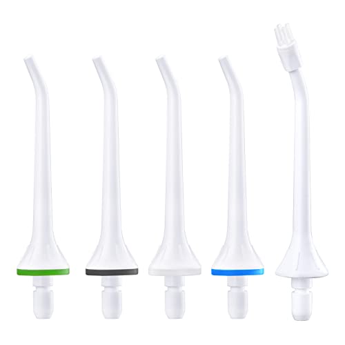 Water Flosser Nozzles, Standard and Functional 5PCS TUREWELL Jet Tips and 1 Family Oral Irrigator Tongue Cleaner Y821 Cover