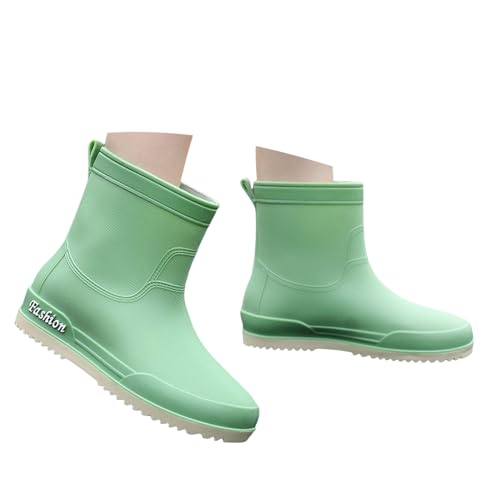 Halbhohe Gummistiefel Damen Bunt - Gartenschuhe Regenstiefel Atmungsaktiv Gummi Schnee Schlupfstiefel Leichte Halbhoch Stiefel Stiefeletten Casual Wasserdicht Vintage Gummistiefel Antie-Rutsch