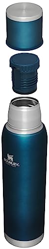 Image of Stanley Adventure-To-Go Vacuum Bottle 1.4 qt | Wide Mouth with Leakproof Cup Lid | Keep Drinks Hot or Cold | Packable for Travel | Insulated Stainless Steel Thermal Bottle | BPA-Free | Blue Glow