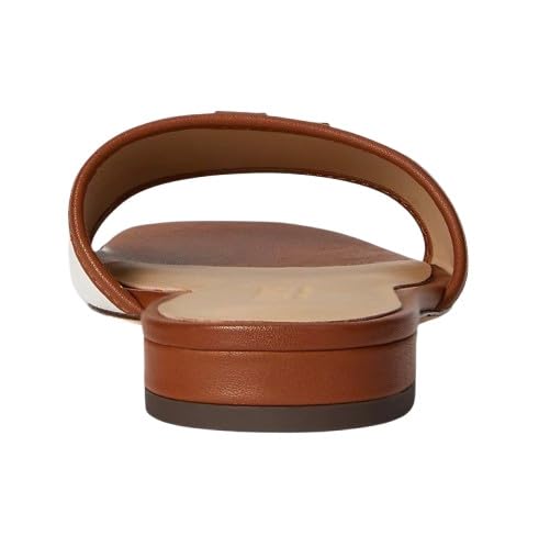 Lauren Ralph Lauren Sandalo ciabatta Everley in tela e pelle marrone DS26RL03 802P04395003
