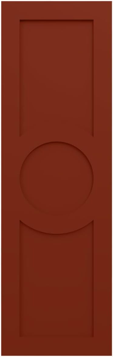 12"W x 37"H True Fit PVC Center Circle Arts & Crafts Fixed Mount Shutters, Pepper Red (Per Pair - Hardware Not Included)