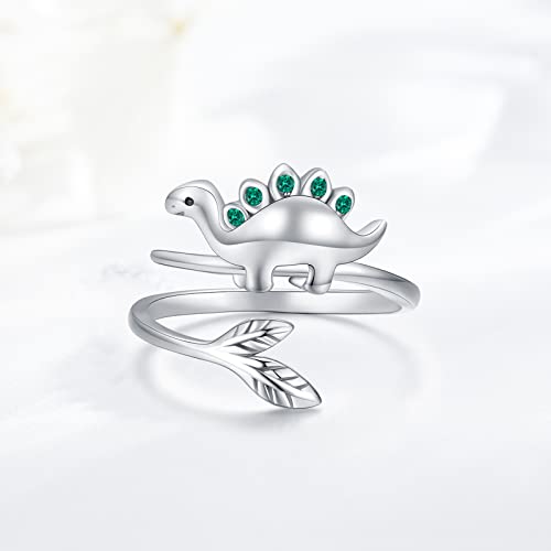 Freesloth Dinosaur Ring 925 Sterling Silver Dinosaur Gifts For Women Adjustable Open Rings Cute Animal Dinosaur Jewelry For Girls #TOP6