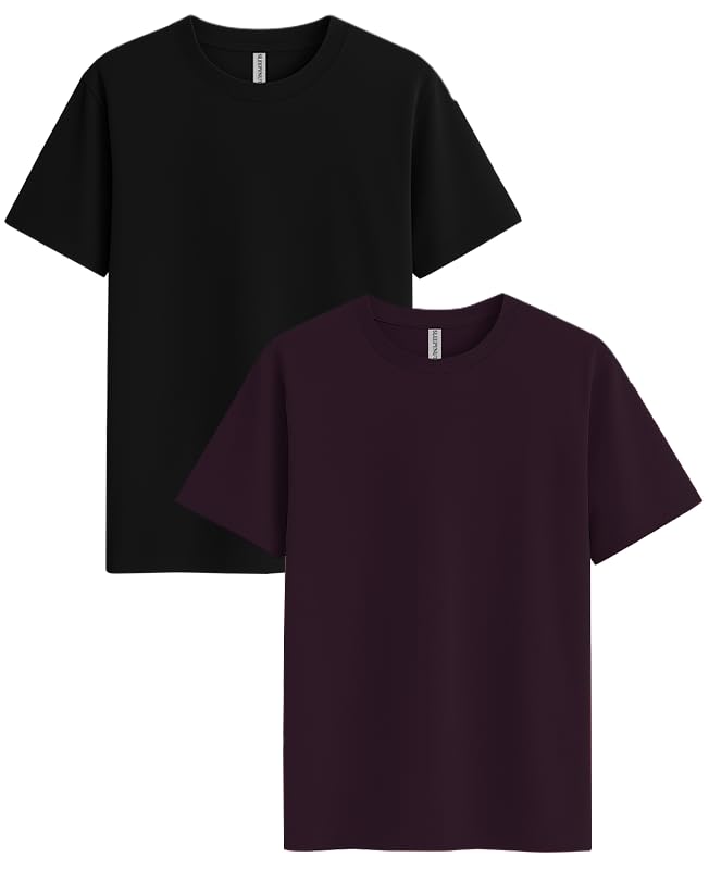 Image of Sleepynuts Women's S to 3XL Premium Half Sleeve Round Neck Plain Combed Cotton Tshirt Pack of 3 Loose Fit T-Shirts Combo