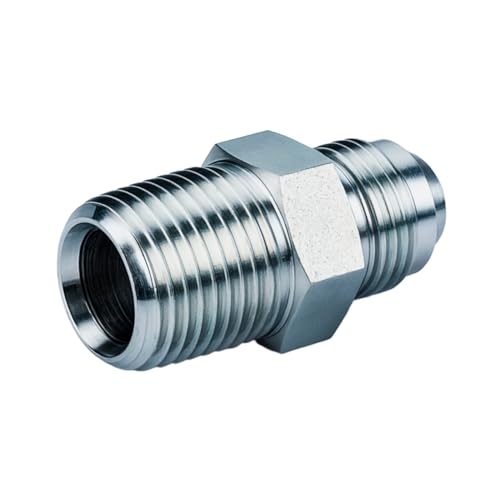 Image of Straight Hydraulic Hose Adapter Fittings, 2404-08-08 1 /2 inch Male JIC (3 /4 inch-16 thread) x 1 /2 inch Male (1 /2 inch-14 NPTF) SAE Connectors x 5 pack