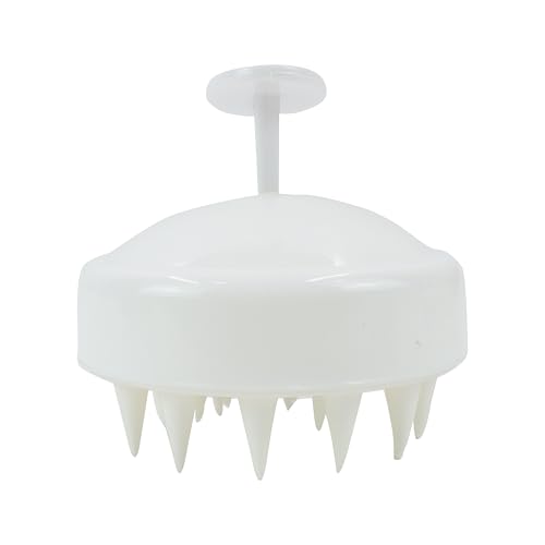 Image of NFI essentials Hair Comb Brush Head Scalp Massager Scrubber, Adults Children Thick /Thin Hair, Mold-Free Solid Silicone for Healthy Hair Growth Dry Scalp Dandruff (White)