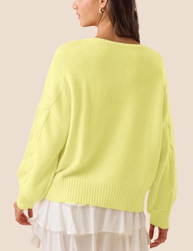 Esmeling Women Oversize Front Bow Sweater Crew Neck Long Sleeves Knitwear Trendy Fall Pullover Sweater2