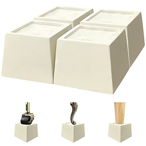 Koikey 3 Inch Wooden Furniture Bed Risers, White Square Heavy Duty Furniture Height Extenders Lifts Blocks For Sofa Couch Desk Chair Table Base Raising Space, Convenient Store And Cleaning, Pack Of 4 #TOP16