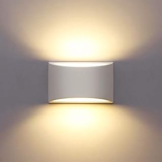 HYDONG Kinkiety LED do wnętrz, nowoczesne białe gipsowe lampy ścienne, 7 W, ciepła biel, kinkiet LED w górę i w dół, lampa ścienna do salonu, sypialni, przedpokoju (żarówka LED G9 w zestawie)