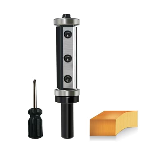 GLRYD Bündigfräser 8mm Schaft 50mm Schnittlänge D=16mm 2-Schnittflächen Wendeplatten Hartmetall mit Kugellager Oben und Unten für Holzbearbeitung Flächenbündig/Kopierfräsen/Kantenbearbeitung