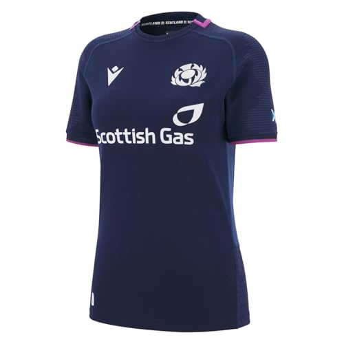 Image of Macron Womens Scotland Rugby Home Shirt 2025 Short Sleeve Navy 20