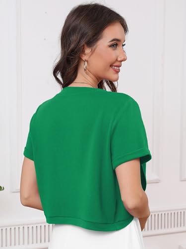 Image of Heymoments Women's Short Sleeve Bolero Shrugs Lightweight V-Neck Open Front Cropped Cardigan (S-2XL)