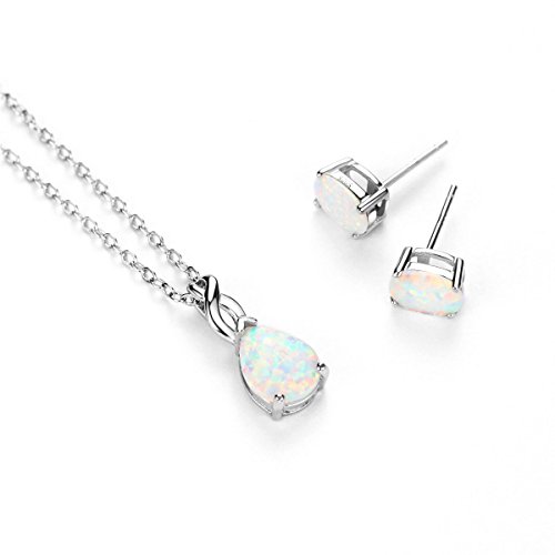 Mints Opal Jewelry Set Sterling Silver Pendant Necklace Stud Earrings October Birthstone Gemstone Fine Jewelry for Women - Image 4