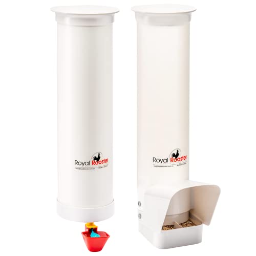 Royal Rooster Duck Feeder And Single Waterer Set - Includes 1 Gallon Waterer With 1 Cup & 7Lb Feeder For Ducks - Farm Backyard Coop Accessories W/Hanging Duck Poultry Feeder And Duck Waterer Kit #TOP21