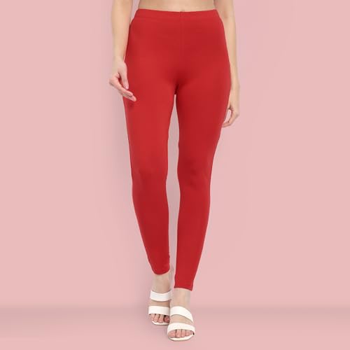 Image of ONE SKY Women Full Length Leggings | Cotton Modal Spandex Blend | High Waist Stretchable & Bio-Washed Fabric | Colour-Lock Technology | Comfortable Leggings for Women
