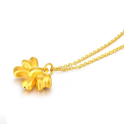 Collier en or 24 carats femme pendentif nœud papillon chaîne ajustable