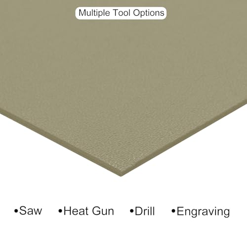 Image of ABS Plastic Sheet 12 x 12 Inch,Flexible Plastic Sheets 1 /12 Inch Thick Thermoplastic Sheet with Leather Texture Khaki for DIY Crafts Decors 1Pcs