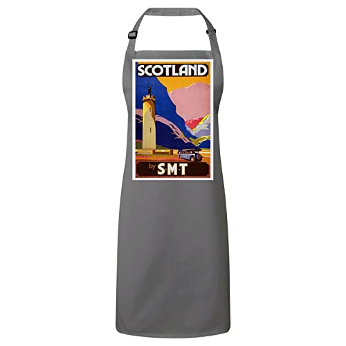Tablier cuisine gris Ecosse idéal pour cuisiner avec le charme d'une affiche vintage