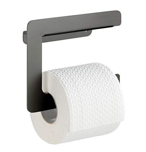 Preisvergleich Produktbild WENKO Toilettenpapierhalter Montella - Papierrollenhalter zum Schrauben, rostfrei, Aluminium, 17 x 14 x 5,5 cm, anthrazit
