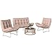 Outsunny Gartenmöbel Set 4-teilig Polyrattan Lounge-Set mit Zweisitzer 2 Sessel Glastisch Breitem & Tiefem Sitz Dicke Kissen, modular Balkonmöbel für 4 Personen Sitzgruppe für Garten Balkon Braun