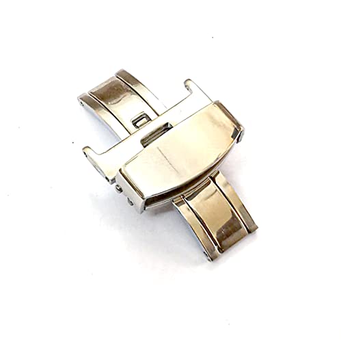 Image of 14mm 16mm 18mm 20mm 22mm Butterfly Push Type Stainless Steel Silver Rose Golden Black Deployment Buckle Clasp Fits Leather Rubber Watch Band Strap