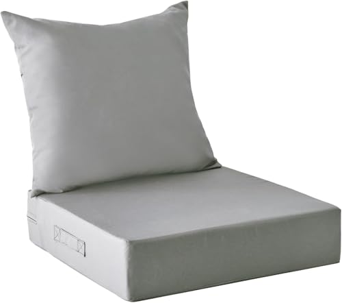 Image of IPYNBAP Outdoor Cushions for Patio Furniture,Outdoor Seat Cushion Set 24 x 24 x 5.75 Inch,Waterproof & Fade Resistant Outdoor Chair Cushions,Deep Patio Chair Cushion with Removable Cover,Grey